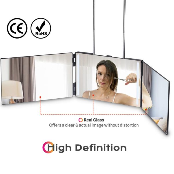 Rechargeable Over The Door Trifold Mirror With Lights