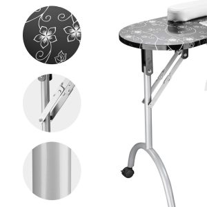 Mobile Nail Table With Dust Collector Foldable