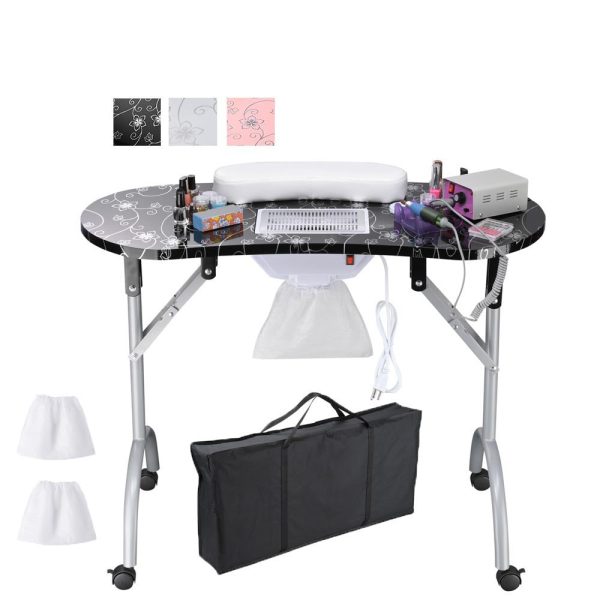 Mobile Nail Table With Dust Collector Foldable