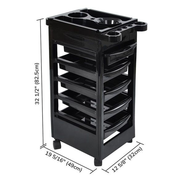 5-Drawer Color Tray For Hair Salon Trolley Cart On Wheels