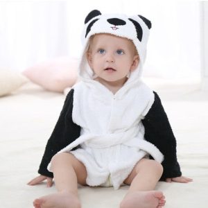 Children'S Hooded Animal-Shaped Absorbent Bathrobe