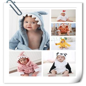 Children'S Hooded Animal-Shaped Absorbent Bathrobe