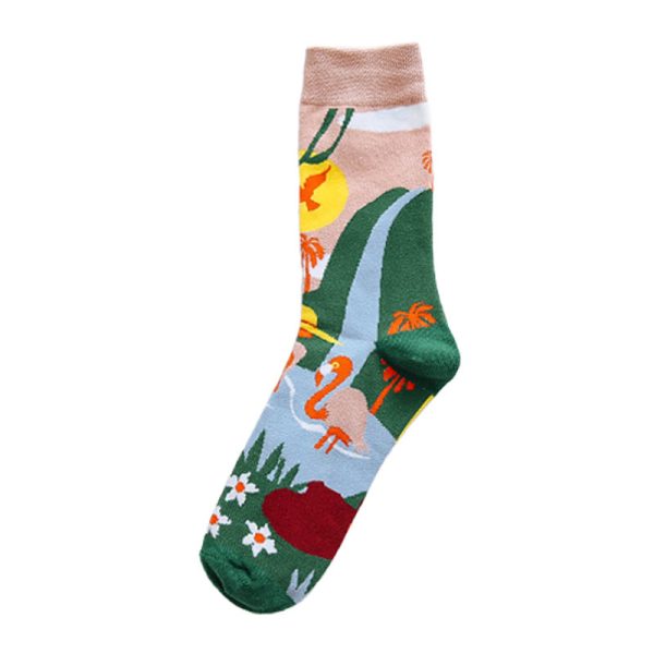 Fashion Colorful Print Socks Women