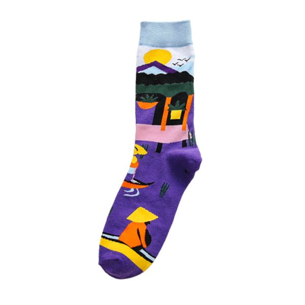 Fashion Colorful Print Socks Women