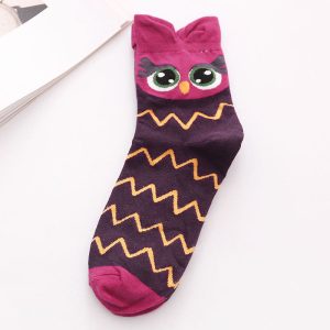 Three-Dimensional Cartoon Owl Cotton Mid-Tube Women Socks