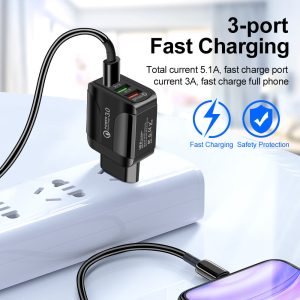 Fast Charge Mobile Phone Charger 3Usb Smart European American Standard