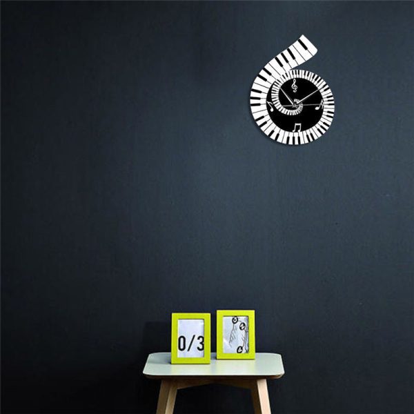 Treble Clef Piano Keyboard Musical Notes Wall Clock