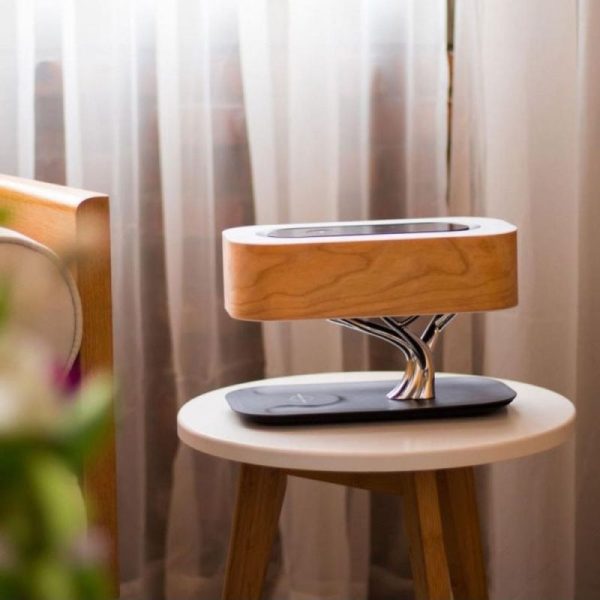 Creative Tree Light Table Lamp Music Speaker Bedside Dimmable Light Phone Wireless Charging