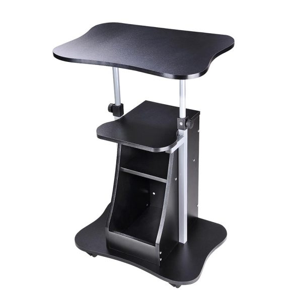 Rolling Laptop Desk With Storage Cart Adjustable Height