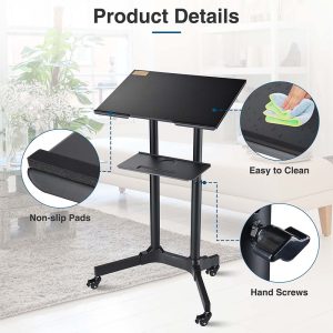 Rolling Laptop Desk Cart Adjustable Height (40 To 49)