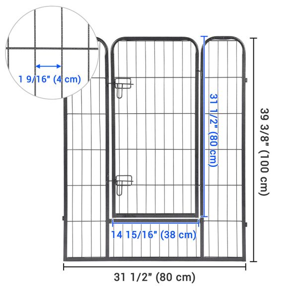 Heavy Duty Dog Kennel Playpen 40H 8-Panel 22Sq. Ft