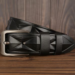 3D Craft Diamond Pattern Leather Casual Belt