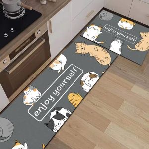 Cute Cartoon Cat Pattern Kitchen Living Room Carpet