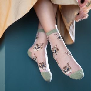 Sweet Glass Silk Cat Figure Stockings