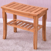 Waterproof Bamboo Wooden Shower Bench Seat With Storage Shelf