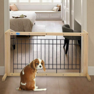 Solid Wood Indoor Freestanding Adjustable Pet Gate 21