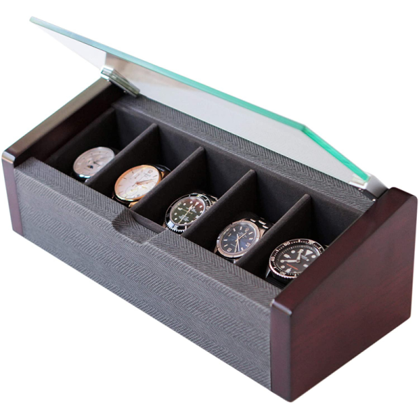 Premium Modern Luxury Watch Holder Display Box With Glass Top