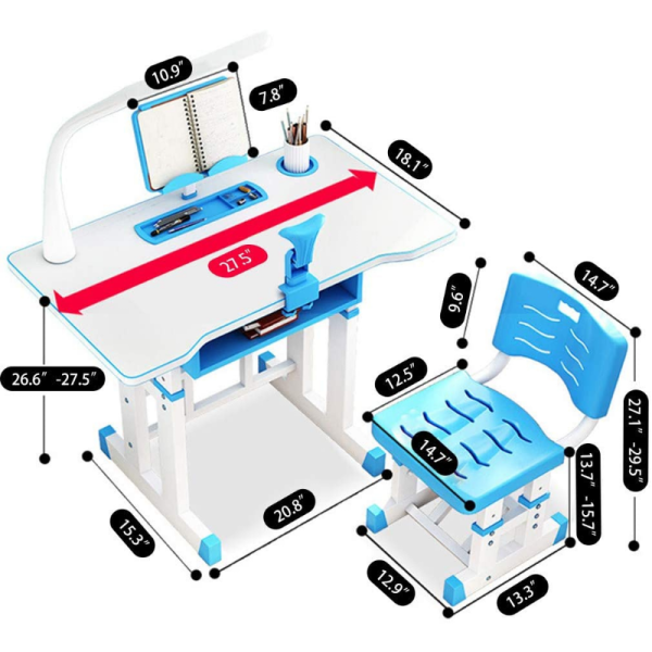 Premium Kids Adjustable Study Desk And Chair Set