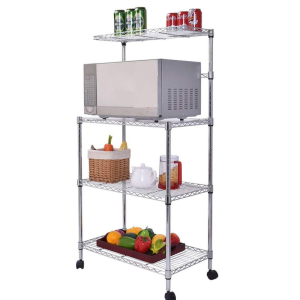 Spacious White Kitchen Bakers Shelf Rack With Storage