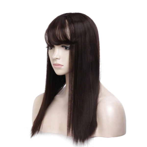 Women'S Natural Synthetic Clip On Hair Topper With Bangs