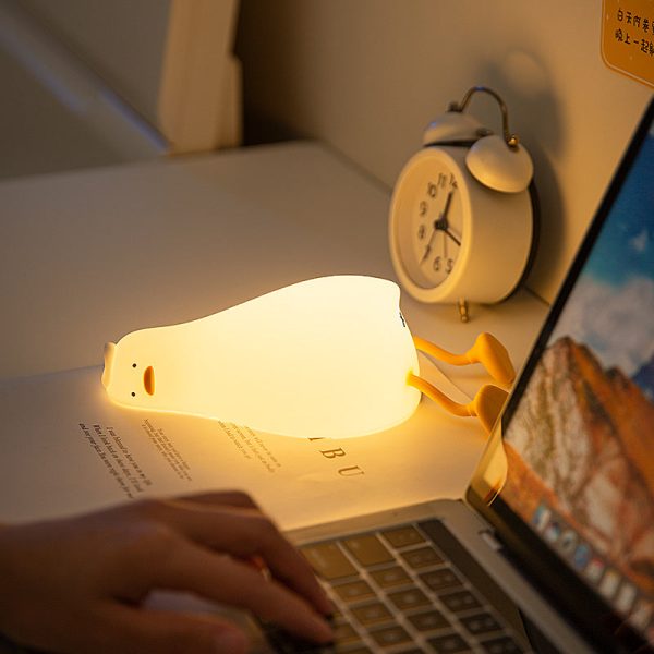 Flat Duck Silicone Night Light Children'S Bedside Table Lamp