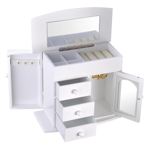 Jewelry Box Mirror Ring Earring Necklace Organizer Black/ White