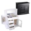 Jewelry Box Mirror Ring Earring Necklace Organizer Black/ White