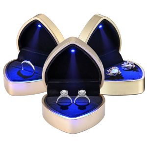 Heart Shaped Ring Box With Light Jewellery Box