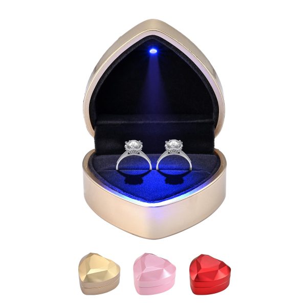 Heart Shaped Ring Box With Light Jewellery Box