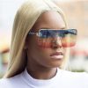 Fashion Big Frame Metal Gradient Color All-In-One Sunglasses