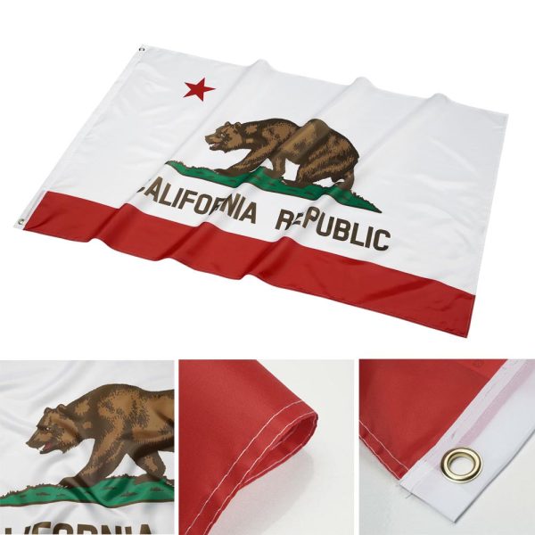 California Republic Flag Double Sided With Grommets 3X5 Ft