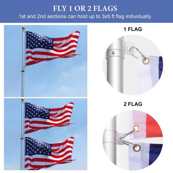 Telescoping Flagpole With Tire Mount (20Ft,25Ft,30Ft Options)