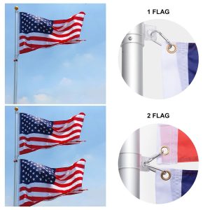 25Ft Telescoping Flagpole Kit With Light Solar Powered