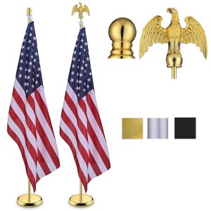 6 Ft Indoor Flag Poles With Stand Set Of 2(Ball Eagle Options)