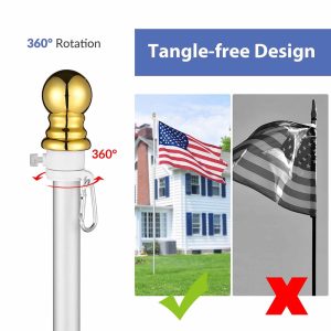 10Ft Flagpole Kit For House Yard Aluminum Sectional Poles