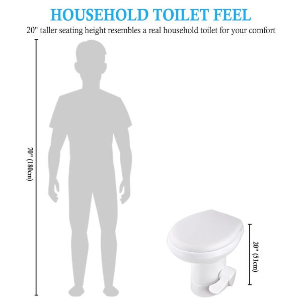 Travel Gravity Flush Rv Toilet Pedal Flush Hdpe High Profile