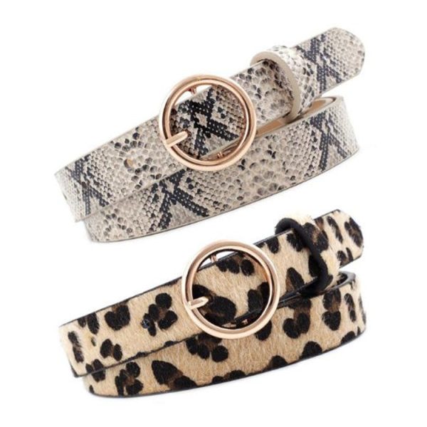 Fashion Round Button Leopard Zebra Snake Belt