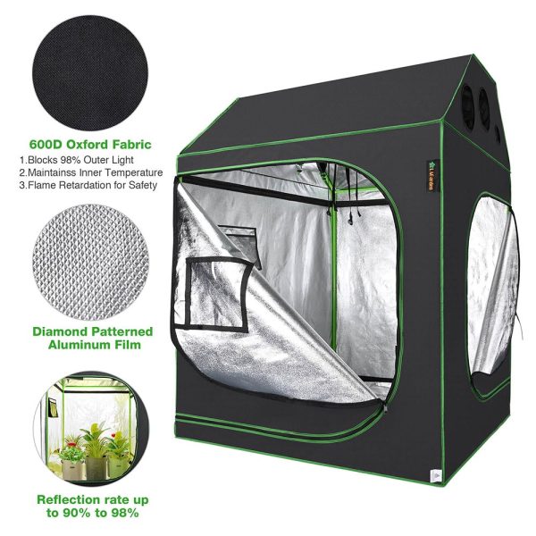 Roof Cube Grow Tent With Tray & Window 4X4X6Ft