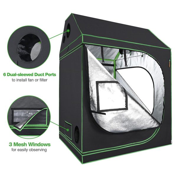 Roof Cube Grow Tent With Tray & Window 4X4X6Ft