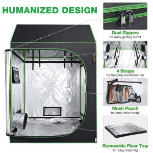 Roof Cube Grow Tent With Tray & Window 4X4X6Ft