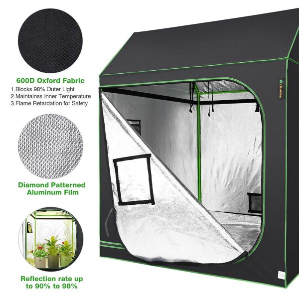 Roof Cube Grow Tent With Tray & Window 5X5X6Ft