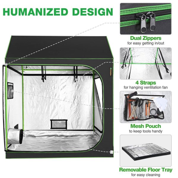 Roof Cube Grow Tent With Tray & Window 5X5X6Ft