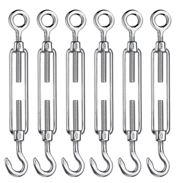 M6 Hook & Eye Turnbuckle 6Pcs Duty Wire Rope Tension