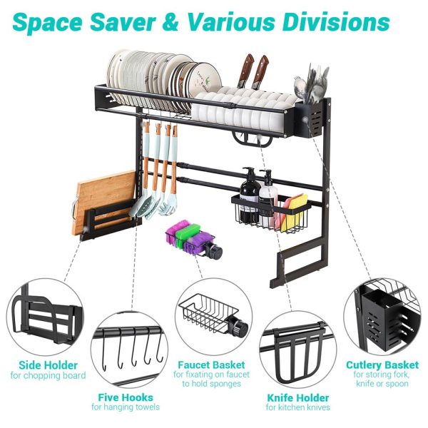 Large Over The Sink Dish Drying Rack 2-Tier (23.6-35.4)