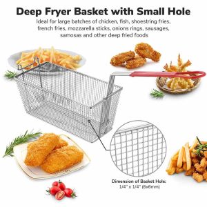 Large Commercial Deep Fryer Baskets Replacement 13X6X6 2Ct/Pack