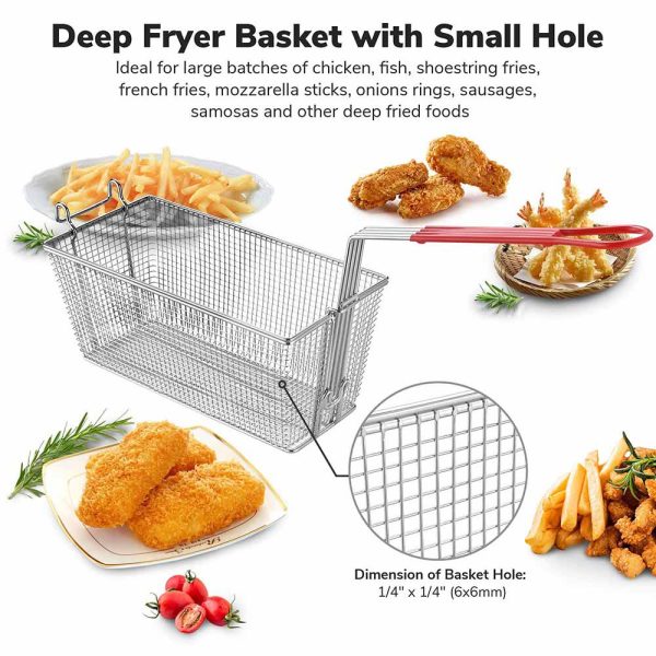 Large Commercial Deep Fryer Baskets Replacement 13X6X6 2Ct/Pack