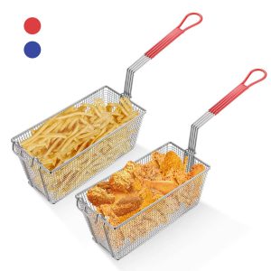 Large Commercial Deep Fryer Baskets Replacement 13X6X6 2Ct/Pack