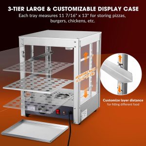 3 Tier Food Warmer Comml. Countertop Pizza Cabinet 15X15X20