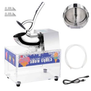 440Lbs/H Block Ice Shaver Fluffy Snow Cone Machine Acrylic Box