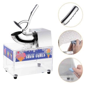 440Lbs/H Block Ice Shaver Fluffy Snow Cone Machine Acrylic Box